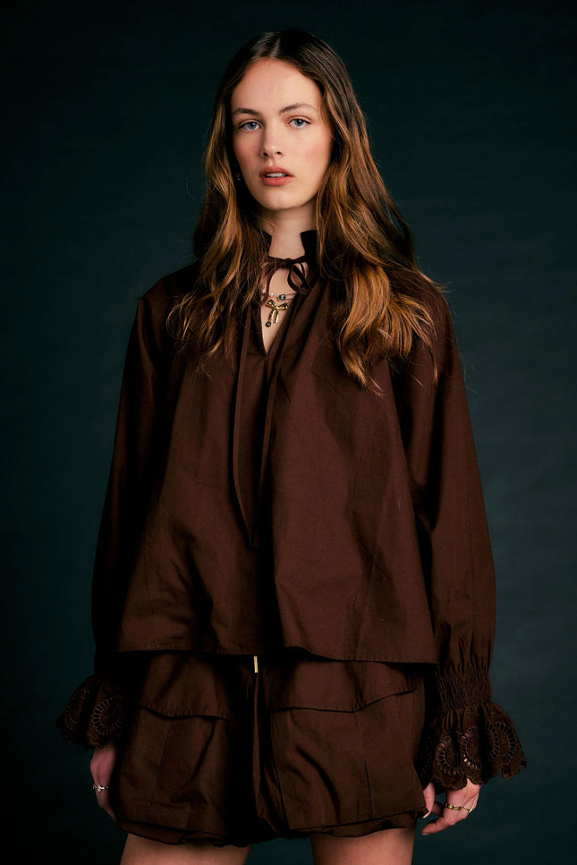 Karen Walker Ivy Blouse - Chocolate