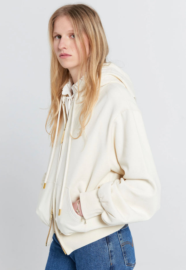 Karen Walker Runaway Girl Cropped Oversized Hoodie - Ecru
