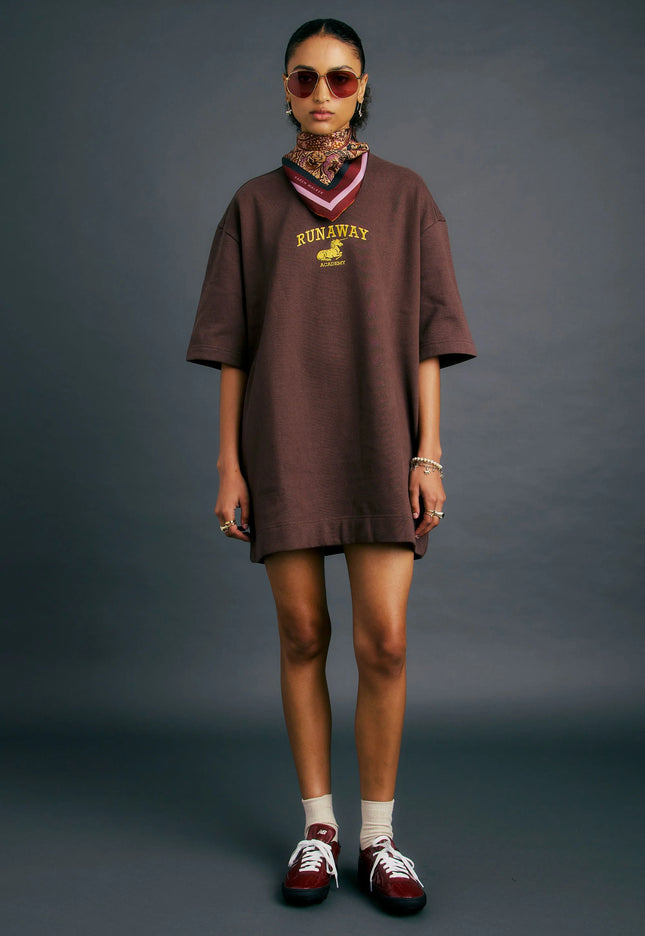 Karen Walker Runaway Academy Dress - Chocolate/Gold
