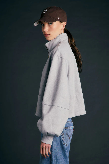 Karen Walker Runaway Zip Front Sweatshirt - Grey Marle