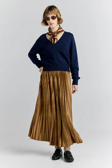 Karen Walker Metallic Sunray Pleated Skirt - Antique Gold