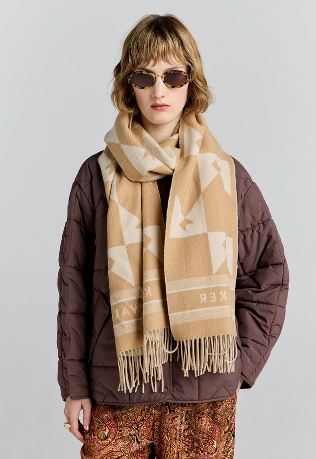 Karen Walker Monogram Jacquard Scarf - Cream/Tan
