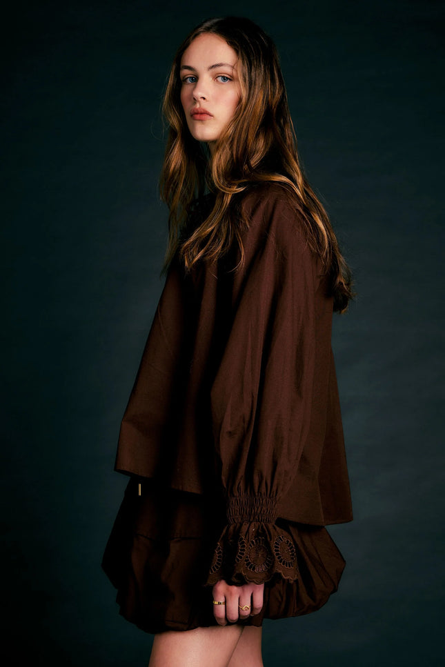 Karen Walker Ivy Blouse - Chocolate