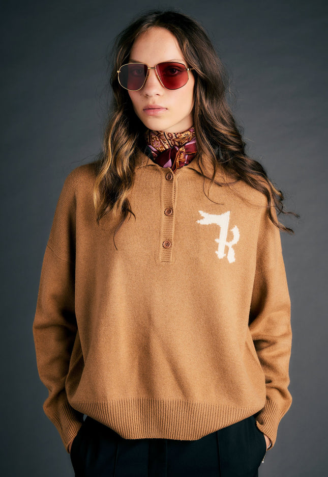 Karen Walker K Flag Polo - Tan