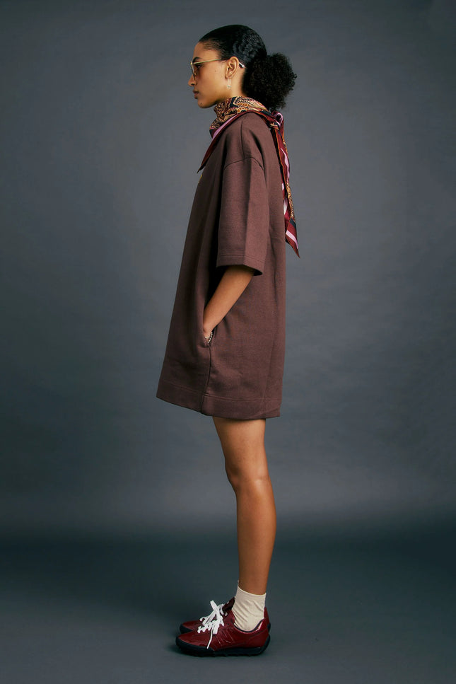 Karen Walker Runaway Academy Dress - Chocolate/Gold