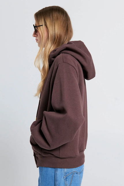 Karen Walker Runaway Girl Cropped Oversized Hoodie - Chocolate Brown