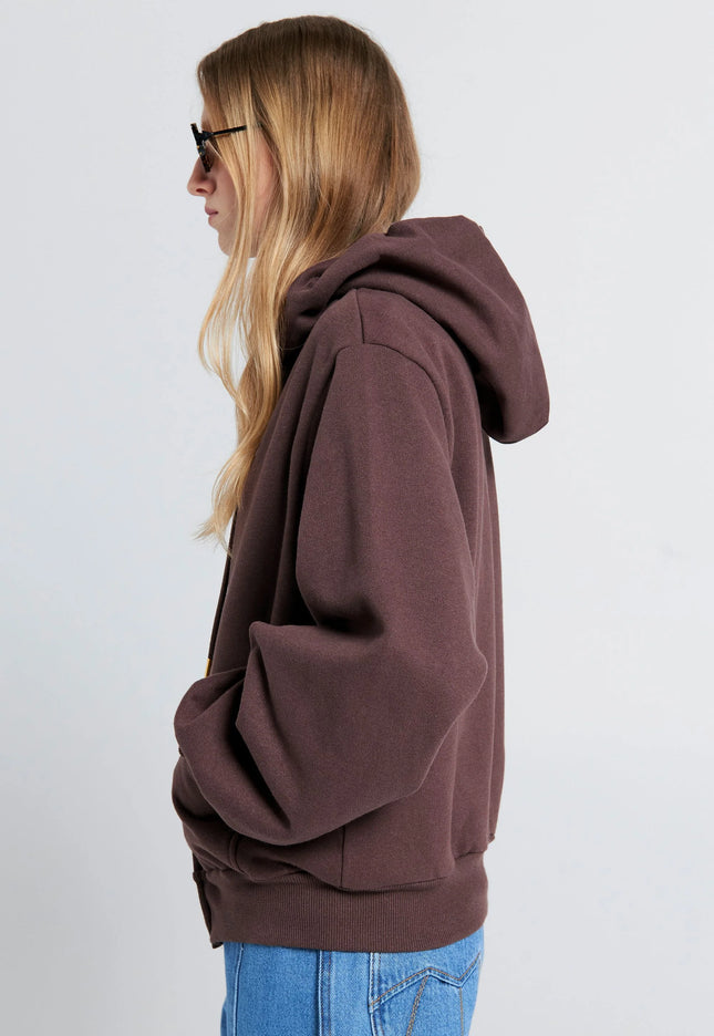 Karen Walker Runaway Girl Cropped Oversized Hoodie - Chocolate Brown