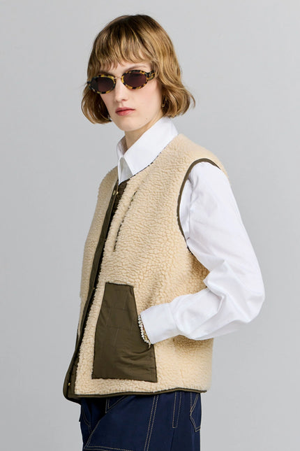 Karen Walker Rider Vest - Natural/Olive