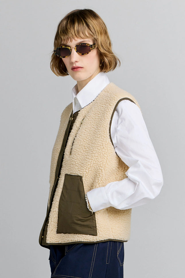 Karen Walker Rider Vest - Natural/Olive