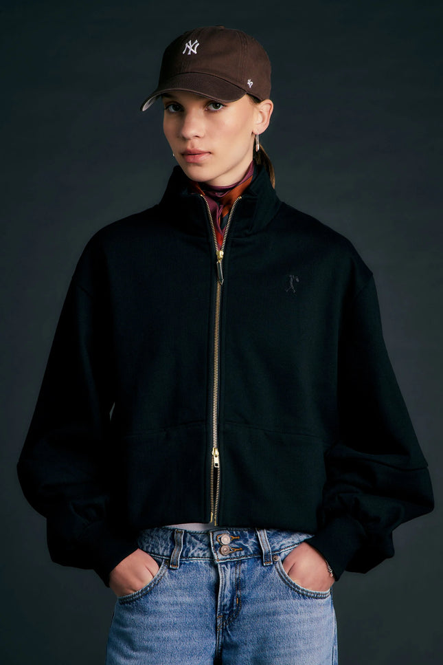 Karen Walker Runaway Zip Front Sweatshirt - Black