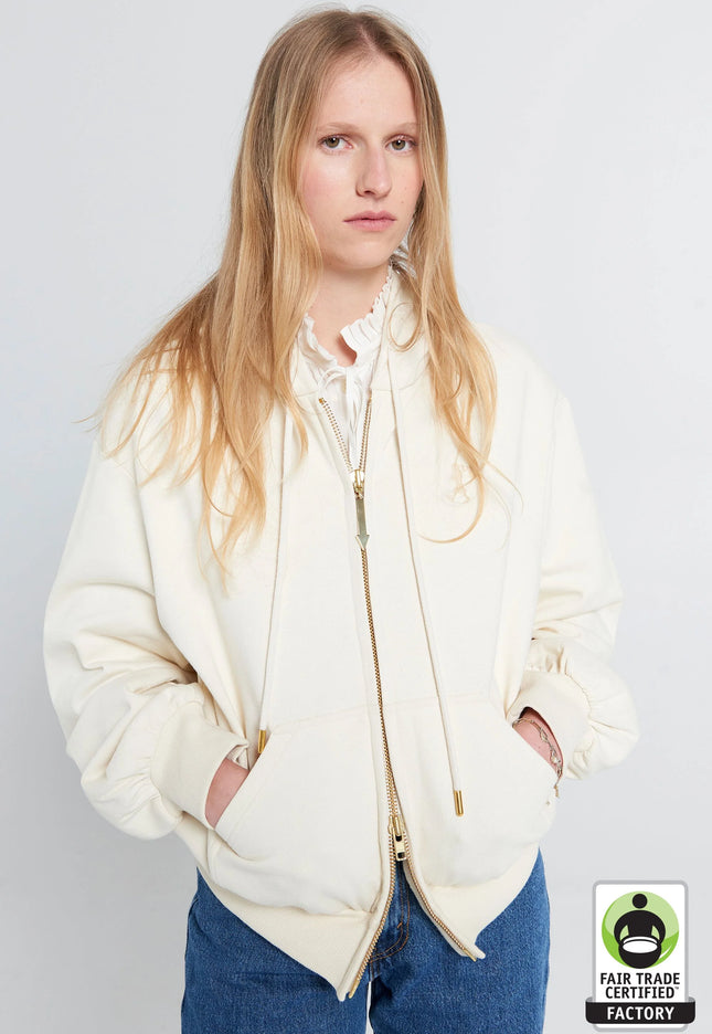 Karen Walker Runaway Girl Cropped Oversized Hoodie - Ecru