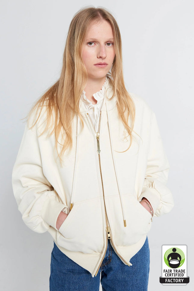 Karen Walker Runaway Girl Cropped Oversized Hoodie - Ecru
