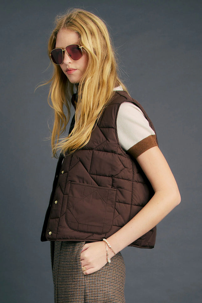 Karen Walker Quilted Drift Vest - Chocolate