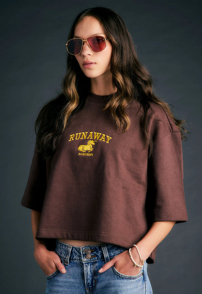 Karen Walker Runaway Academy Top - Chocolate/Gold