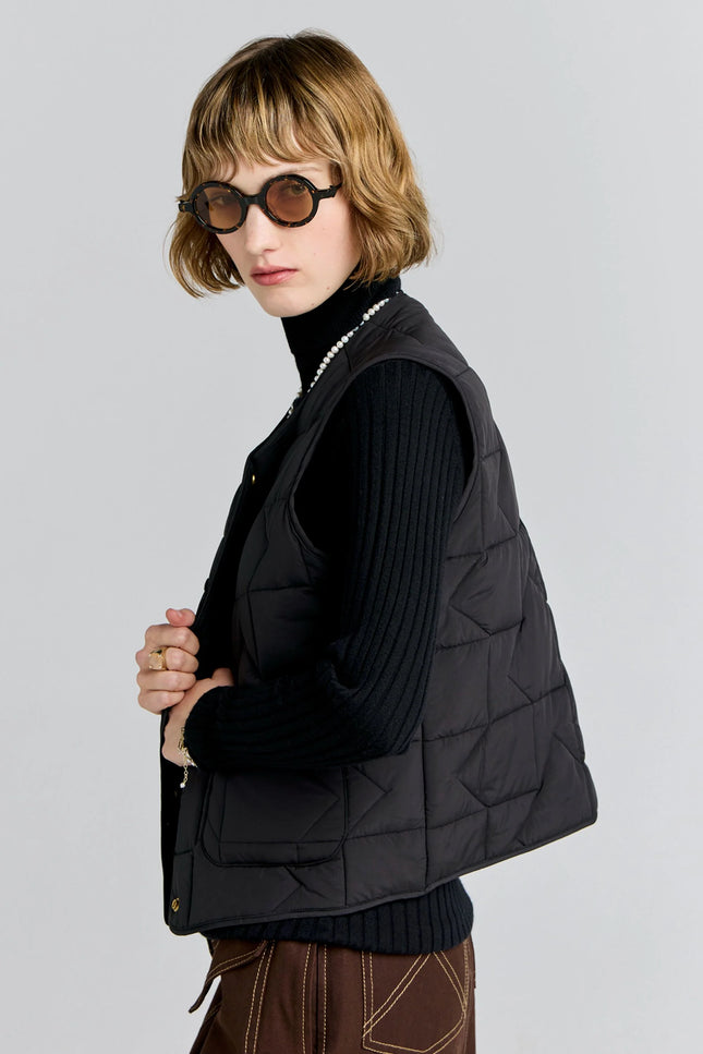Karen Walker Quilted Drift Vest - Black