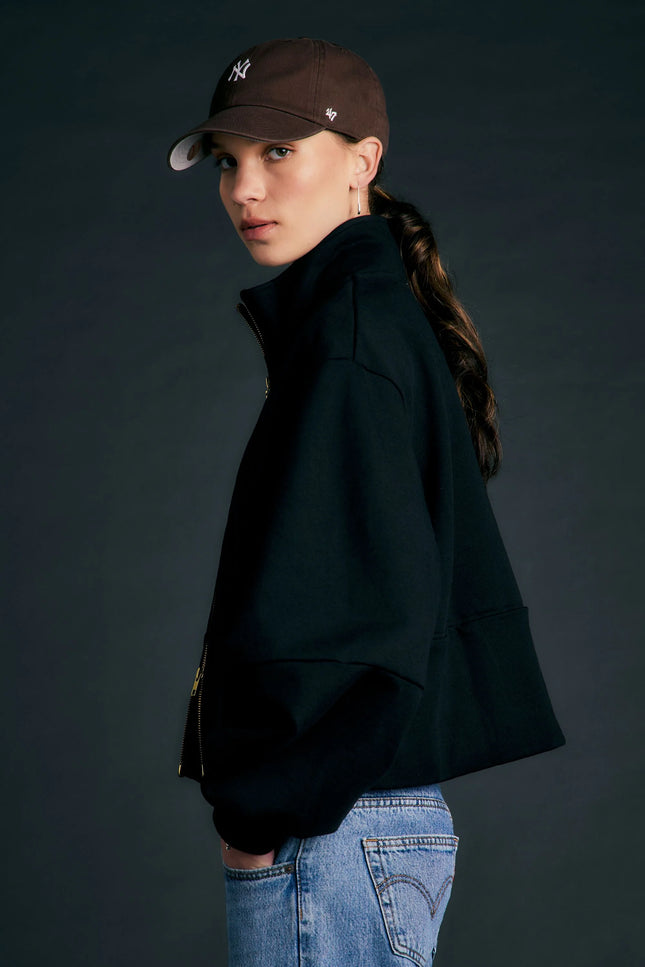 Karen Walker Runaway Zip Front Sweatshirt - Black