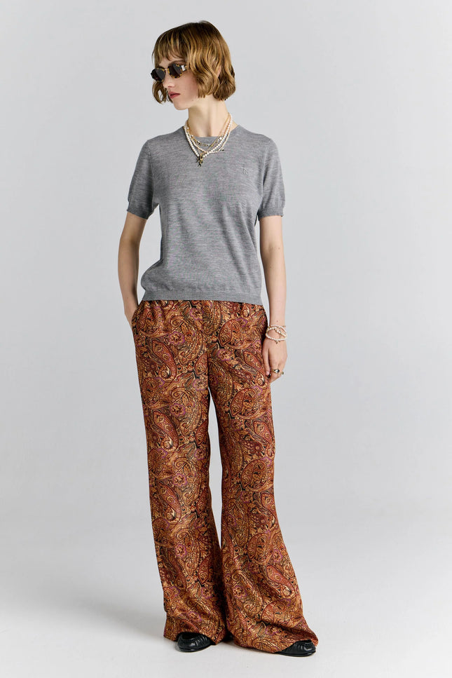 Karen Walker Palazzo Lounge Pants - Burgundy Multi