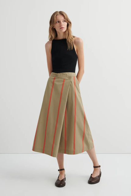 Kowtow Fold Skirt - Nasturtium Stripe