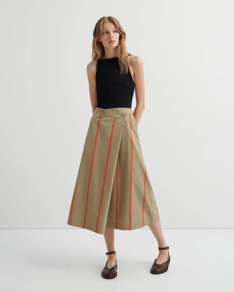 Kowtow Fold Skirt - Nasturtium Stripe