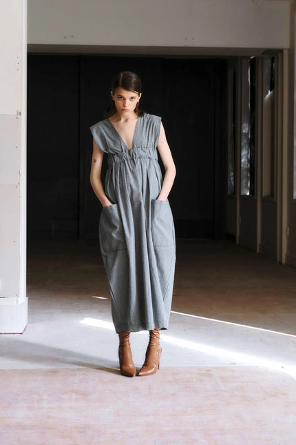 Otsu Hiyori Overall - Linen - Pin Check