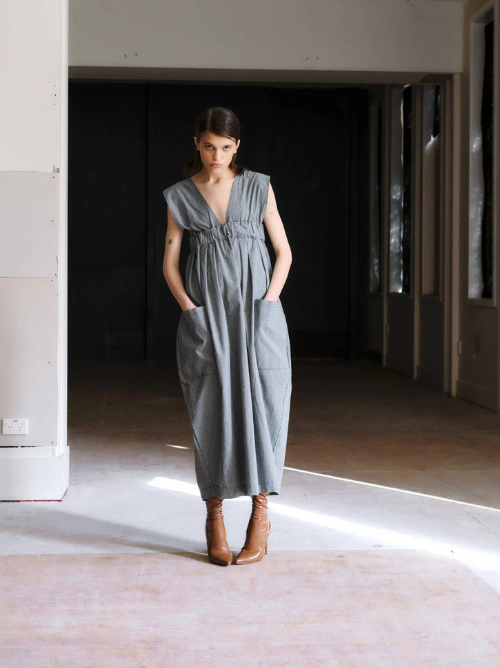 Otsu Hiyori Overall - Linen - Pin Check