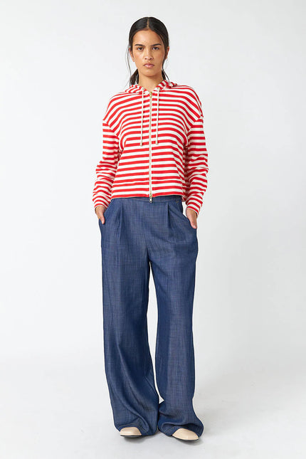 Sylvester Stripey Hoodie - Red Stripe