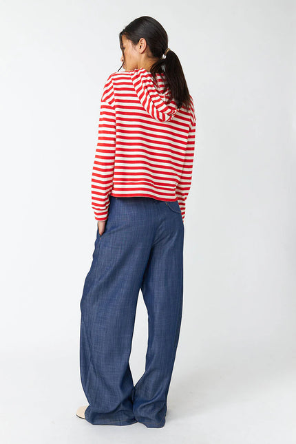 Sylvester Stripey Hoodie - Red Stripe