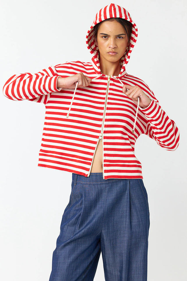 Sylvester Stripey Hoodie - Red Stripe