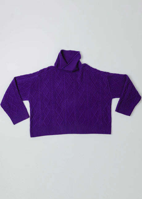 New Lands Hux Cable Sweater - Violet