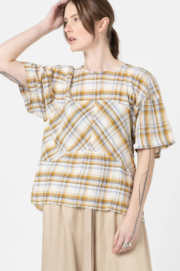 Company of Strangers Insert Top - Silk Cotton Check - Mustard Check