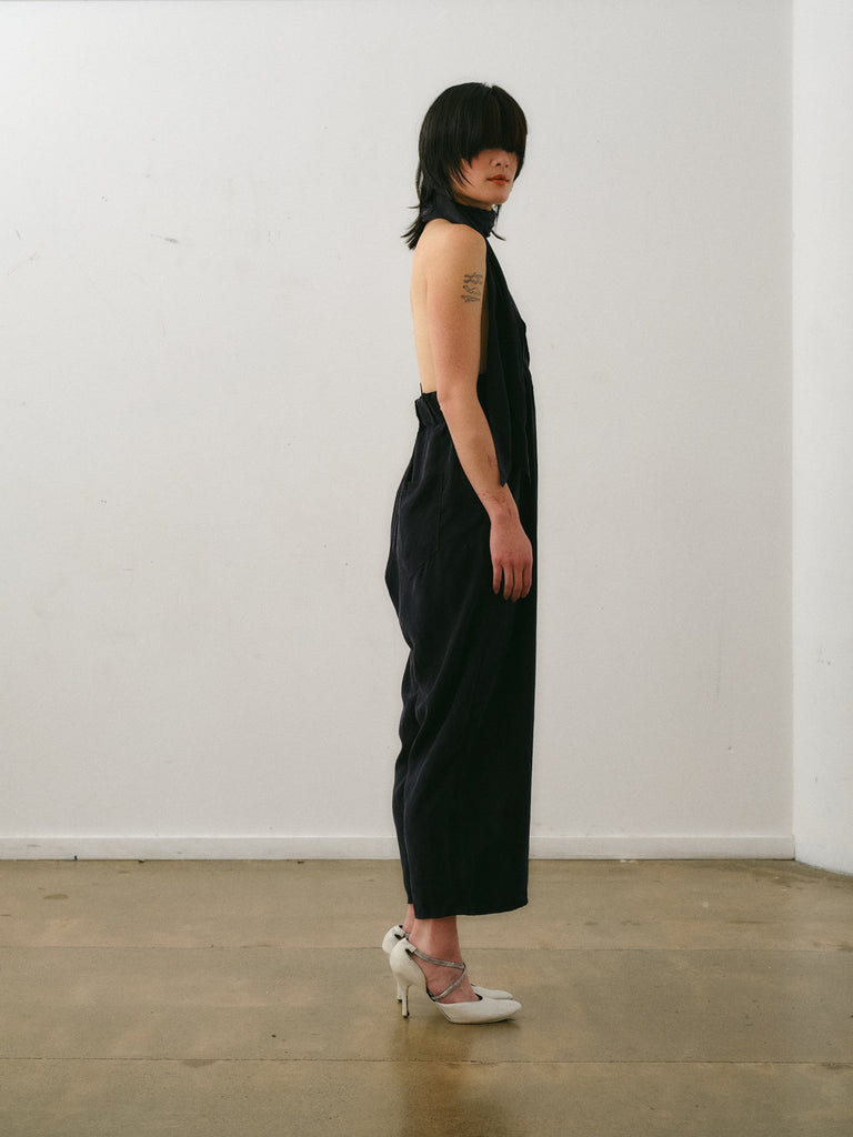 Otsu Kaguya Overalls - Linen - Black