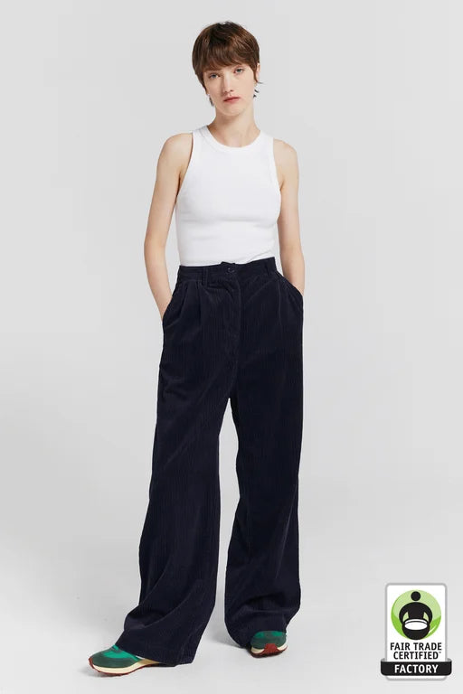 Karen Walker Long Workwear Pants - Organic Cotton Corduroy - Navy