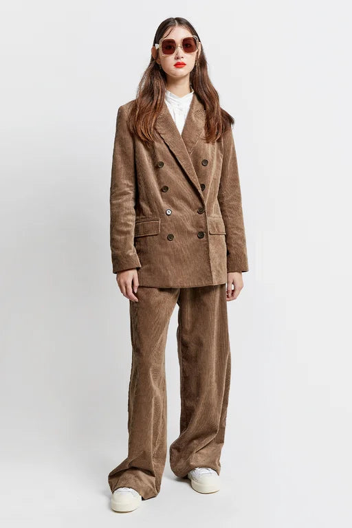 Karen Walker Long Workwear Pants - Organic Cotton Corduroy - Taupe