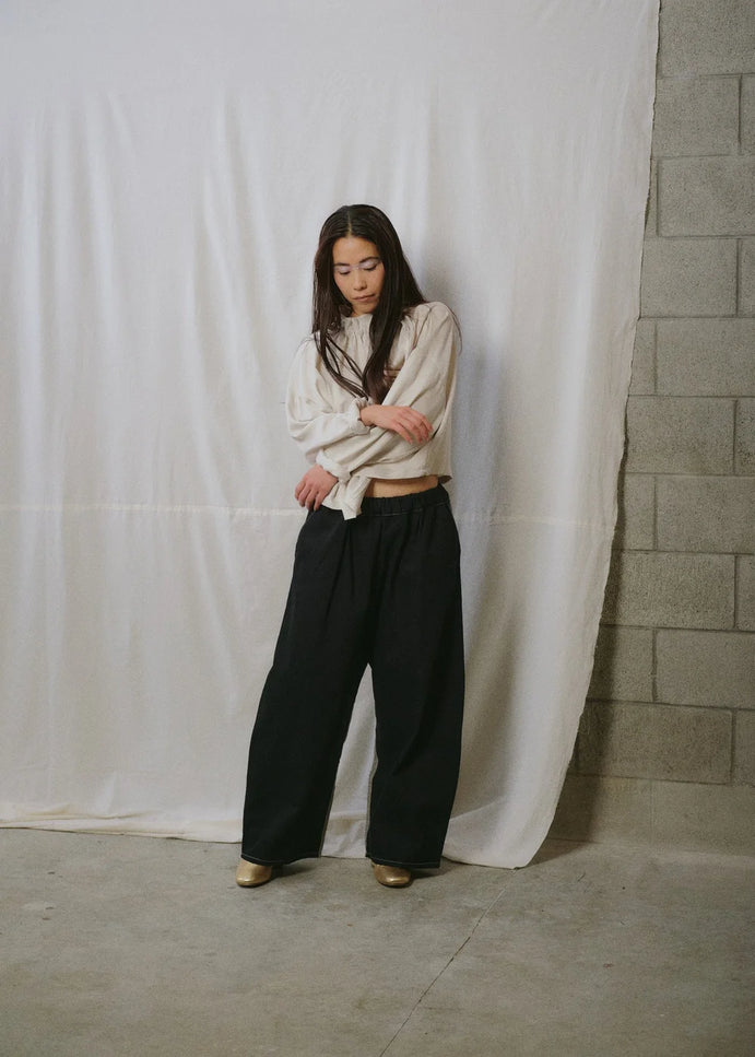 Otsu Kaguya Cropped - Cotton Denim - Black