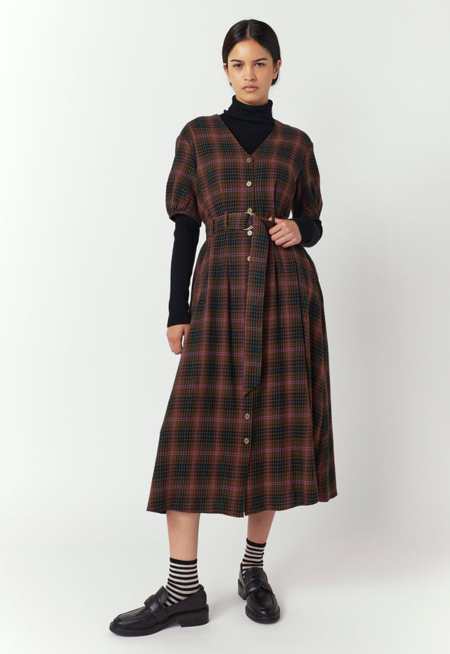 Sylvester Plaid Dress - Mocha