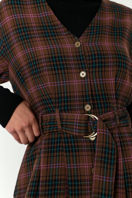 Sylvester Plaid Dress - Mocha