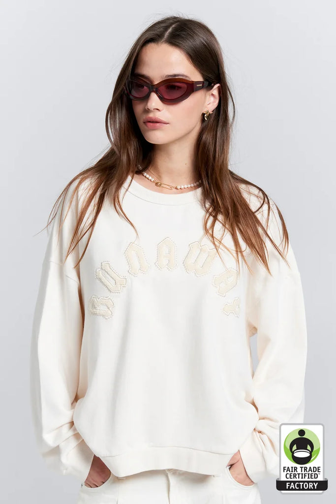 Karen Walker Embroidered Runaway Arch Sweatshirt - Organic Cotton - Ecru