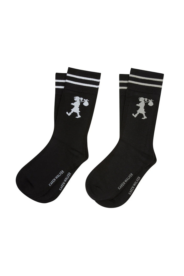 Karen Walker Runaway Pearl Socks 2 pack - Black