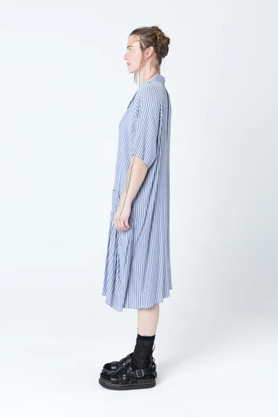 Company of Strangers Salon Dress - Blue Stripe