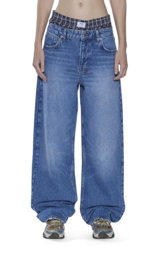 Ksubi Low Rider Jean Liberty - Blue Plaid