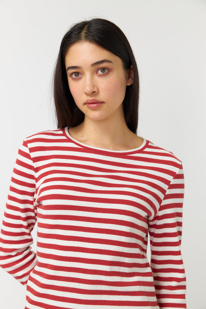 Sylvester Stripey Longsleeve Top - Brick/Ivory