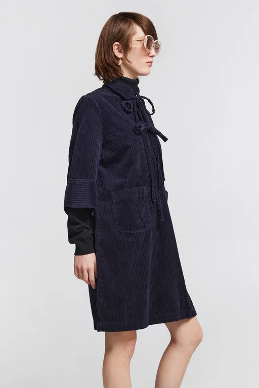 Karen Walker Summit Dress - Organic Cotton Corduroy - Navy