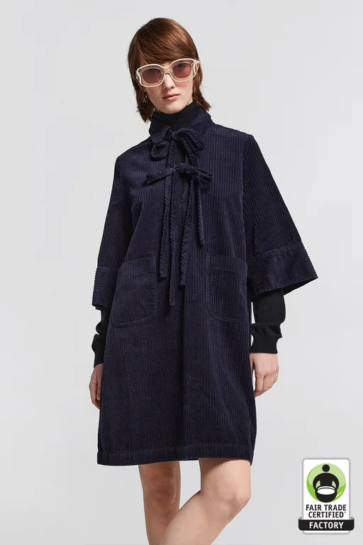 Karen Walker Summit Dress - Organic Cotton Corduroy - Navy