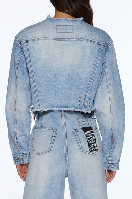 Ksubi Torn Off Crop Trucker Vapour - Denim