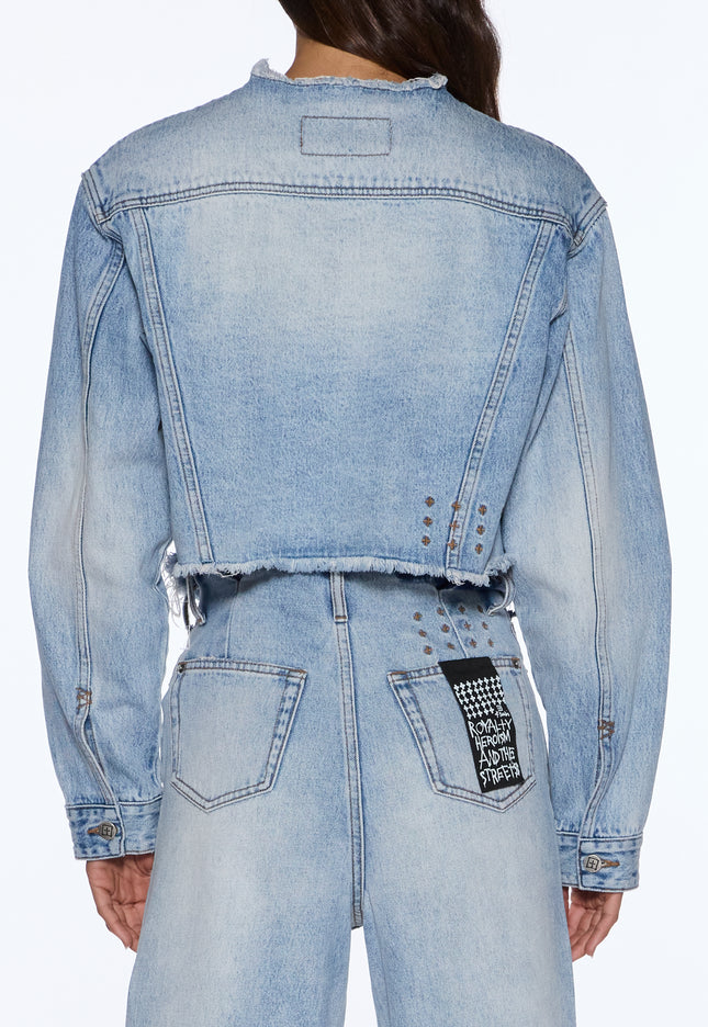 Ksubi Torn Off Crop Trucker Vapour - Denim