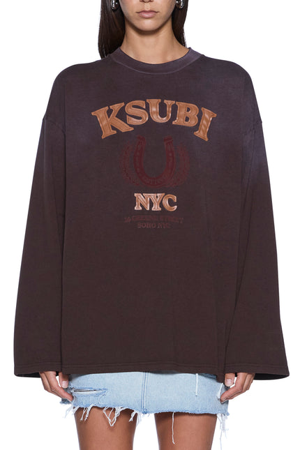 Ksubi Ranch Altar Boyfriend LS Tee Choc - Brown