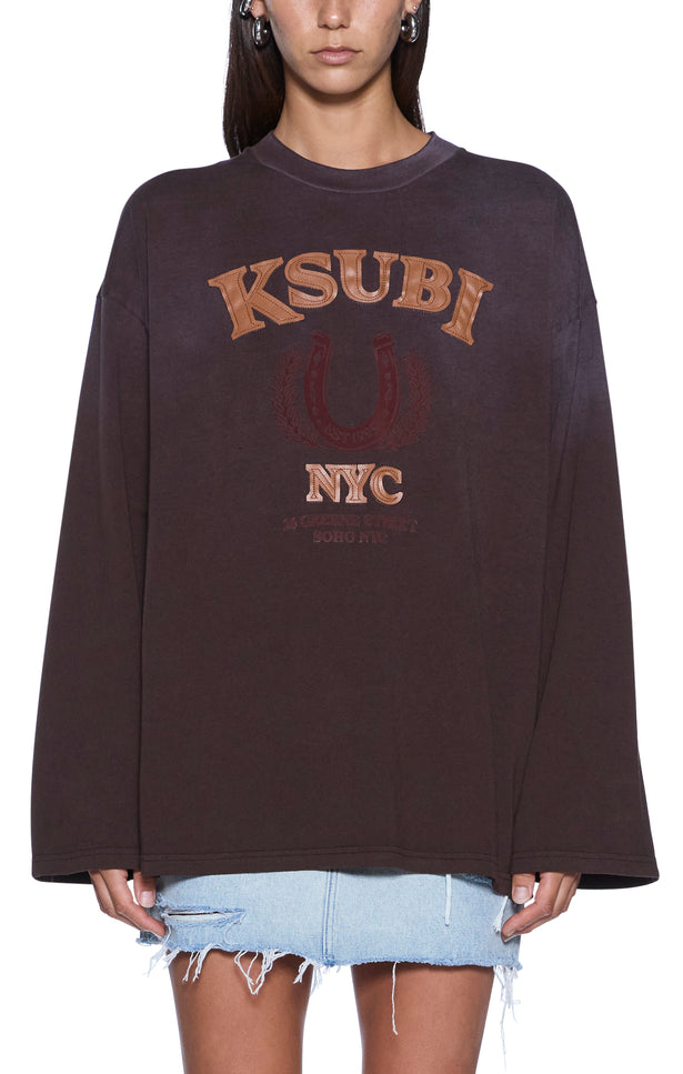 Ksubi Ranch Altar Boyfriend LS Tee Choc - Brown