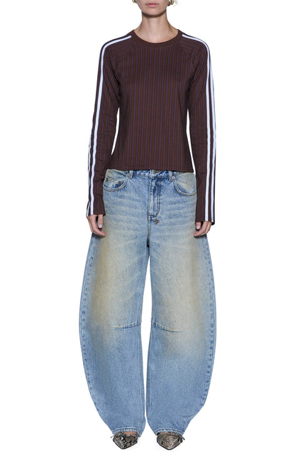 Ksubi Porter LS Top Choc Pinstripe - Brown