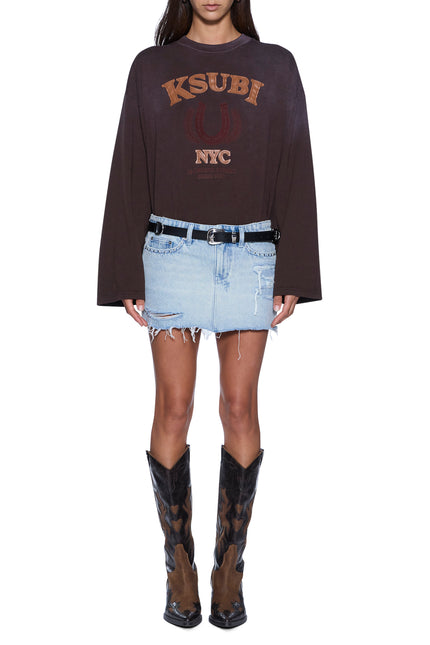 Ksubi Ranch Altar Boyfriend LS Tee Choc - Brown