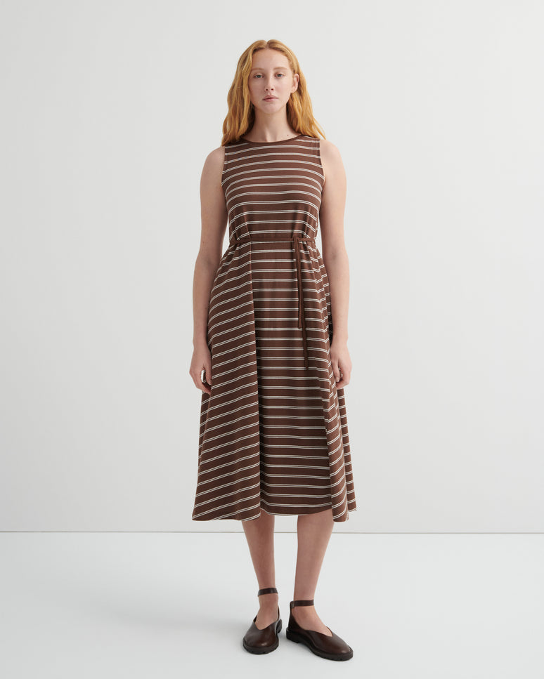 Kowtow Tank Swing Dress - Brown Stripe